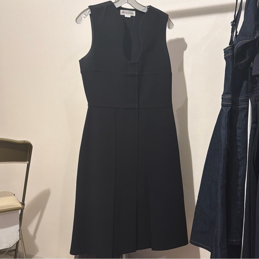 Victoria Beckham Dress Black Runway No Tag Size 8 10 Crepe Cocktail Slit Front